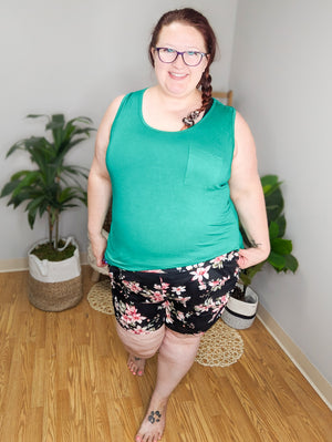 SALE- Black Floral Harem Shorts