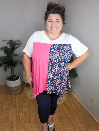 Garden Groove Floral Colorblock Tunic Top (2 colors)