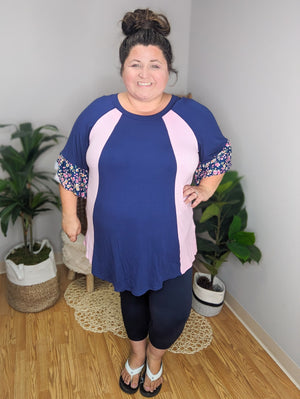 Curvy Contrast Flattering Blocked Tunic