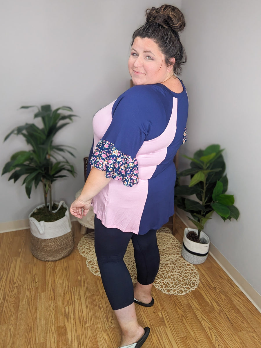 Curvy Contrast Flattering Blocked Tunic