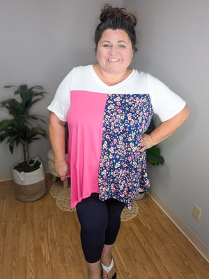 Garden Groove Floral Colorblock Tunic Top (2 colors)