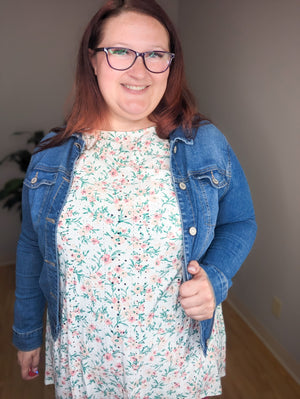 SALE- Freshly Picked White Floral Eyelet Tunic