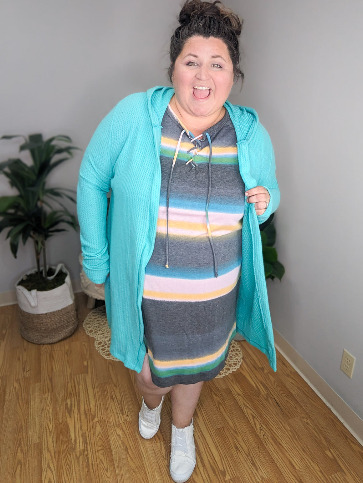 Amy Lace Up Summer Stripes Dress
