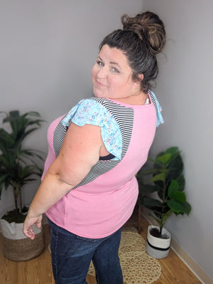 Afternoon Delight Floral Flutter Sleeve Top