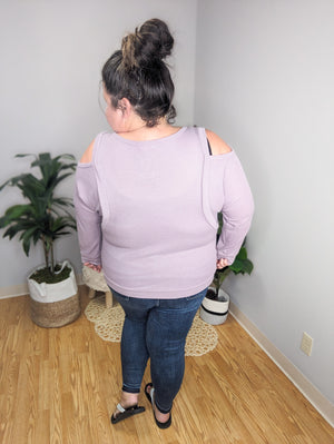 Breezy Babe Cold Shoulder Waffle Top