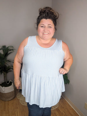 Obvious Obsession Seersucker-Vibes Flowy Tank