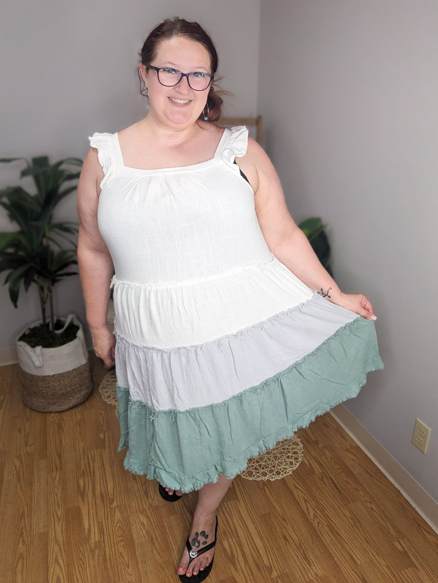 Honey Sweet Flutter Sleeve Tiered Dress (2 colors)