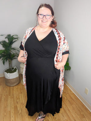 Black Perfect Drape Surplice Dress