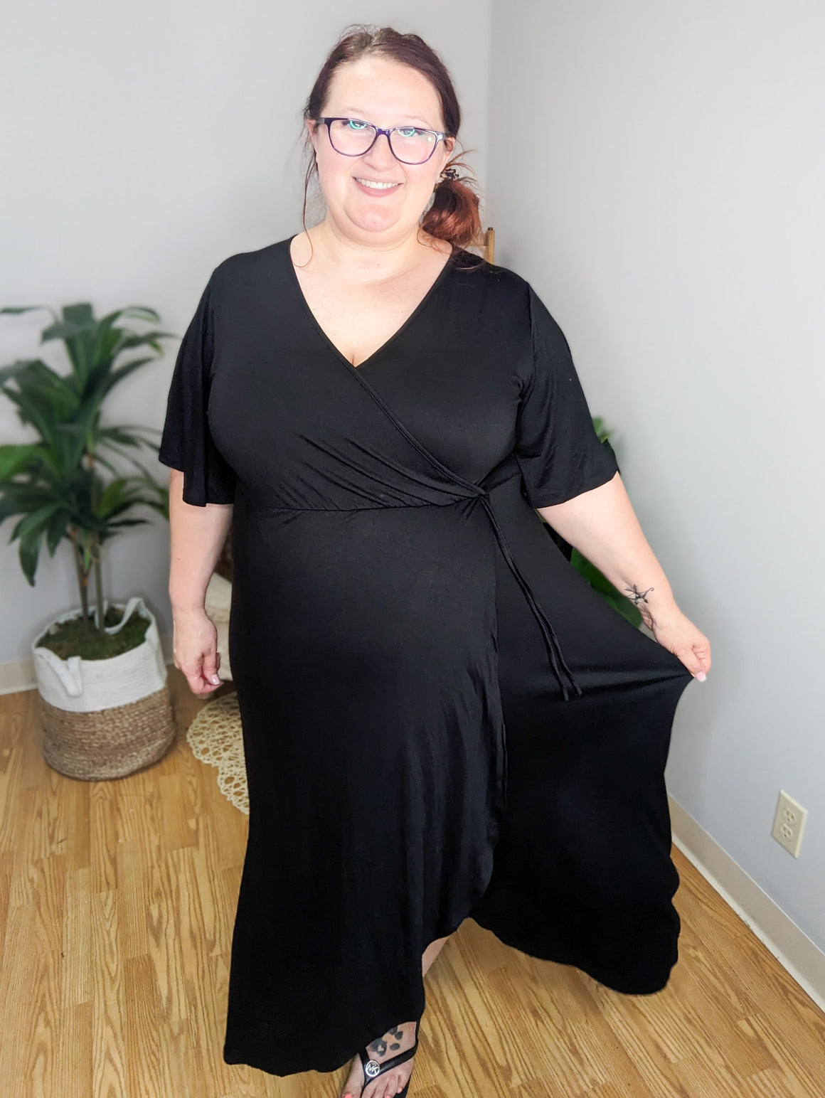 Black Perfect Drape Surplice Dress
