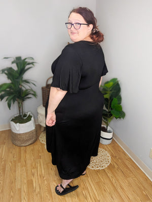 Black Perfect Drape Surplice Dress