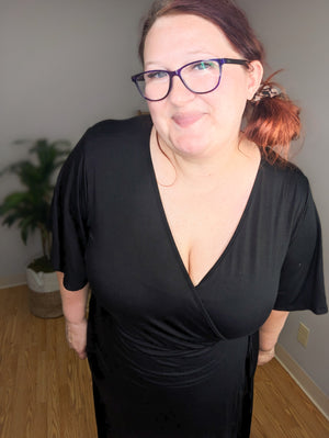 Black Perfect Drape Surplice Dress