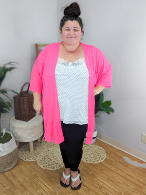 Sheer Stripes MonoChrome Open Kimono