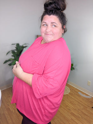 Adele Oversized Ribbed Pocket Top (3 colors)