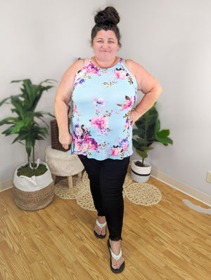 Alice Aqua Bold Floral Tank