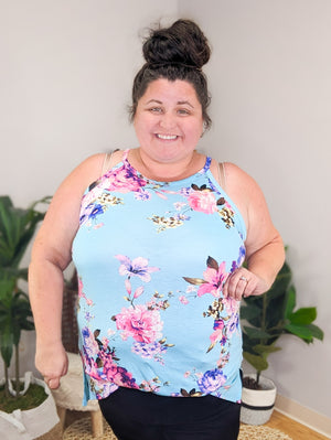 Alice Aqua Bold Floral Tank