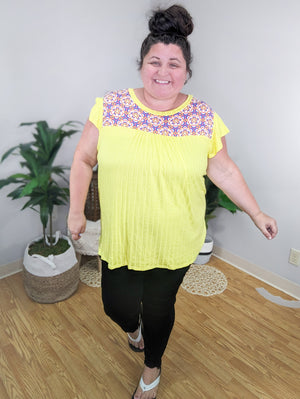 Pennie Bright Yellow Flutter Sleeve Top