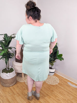 Annalise Knotted Faux Wrap Light Sage Dress
