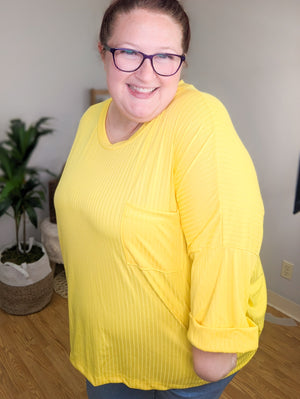 Adele Oversized Ribbed Pocket Top (3 colors)