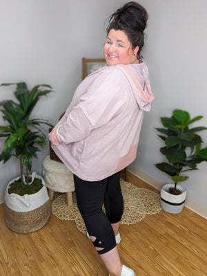 Libby Soft Pink Fleece Hoodie w/Trim Accents