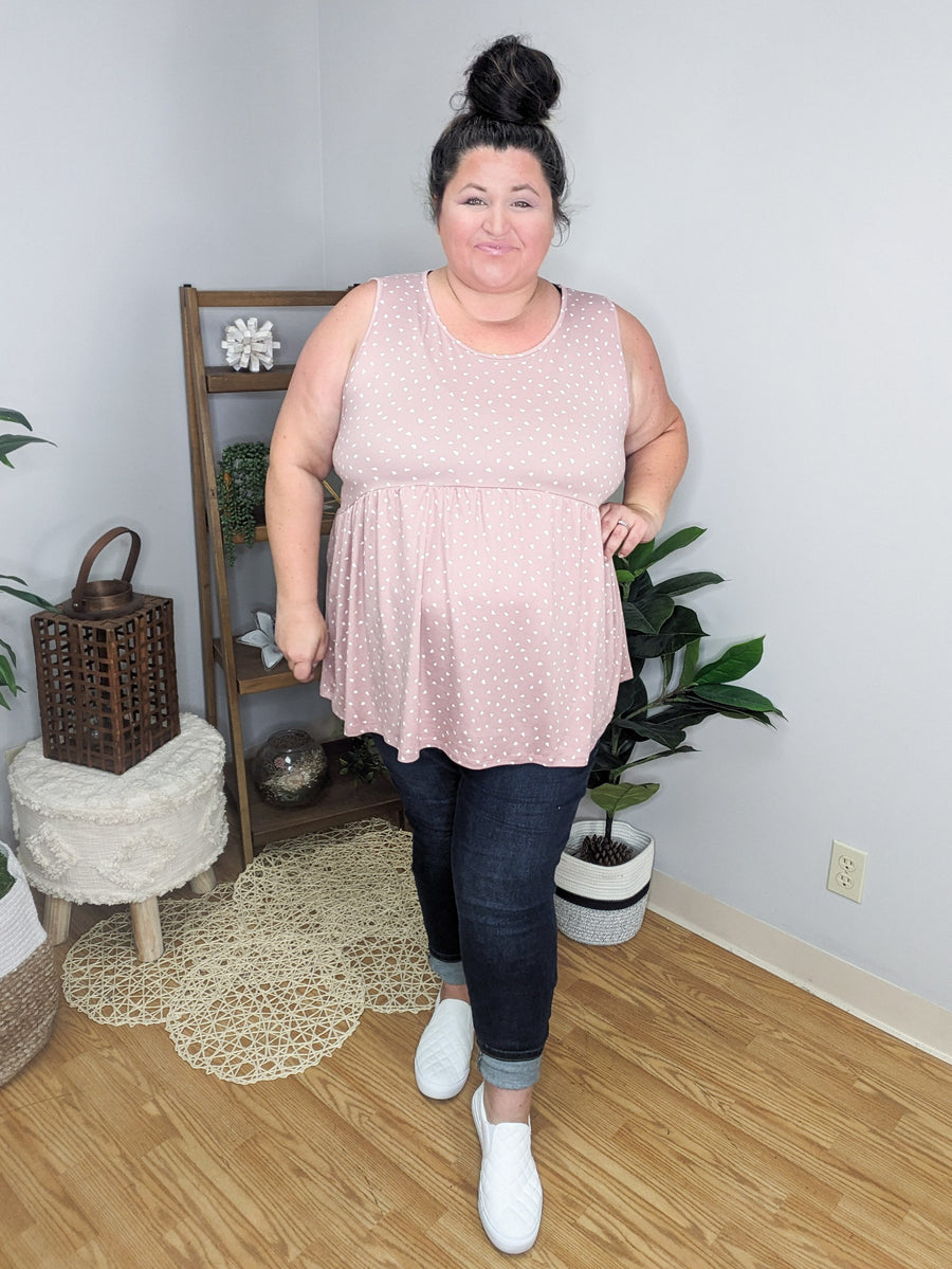 Brittany Dot Print Babydoll Tank