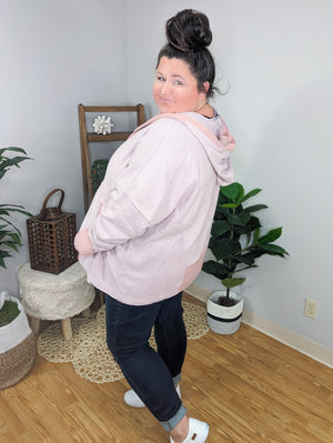 Libby Soft Pink Fleece Hoodie w/Trim Accents