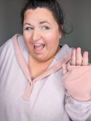 Libby Soft Pink Fleece Hoodie w/Trim Accents