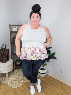 Blossom Blocked Stripe + Floral Flowy Tank (3 colors)