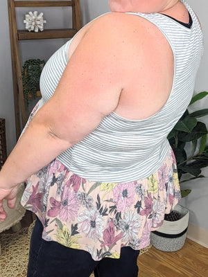 Blossom Blocked Stripe + Floral Flowy Tank (3 colors)