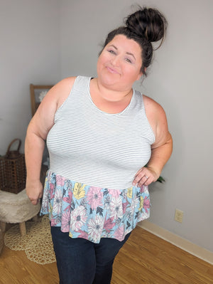 Blossom Blocked Stripe + Floral Flowy Tank (3 colors)