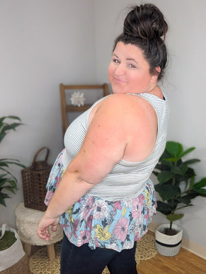 Blossom Blocked Stripe + Floral Flowy Tank (3 colors)