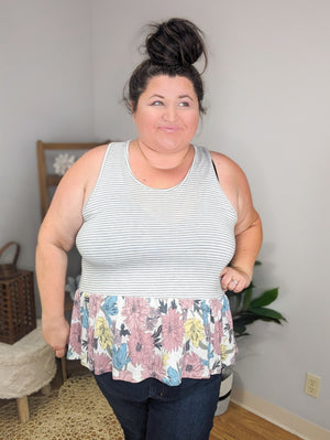 Blossom Blocked Stripe + Floral Flowy Tank (3 colors)