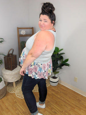 Blossom Blocked Stripe + Floral Flowy Tank (3 colors)