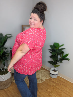 Magenta Muse Floral Flutter Sleeve Top