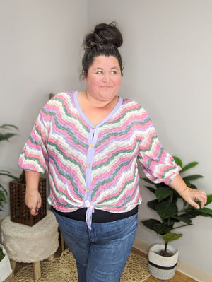 Retro Rainbow Boho Button Up Top