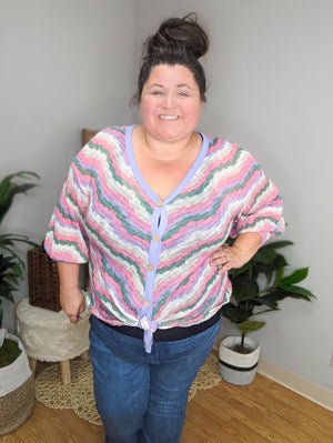 Retro Rainbow Boho Button Up Top