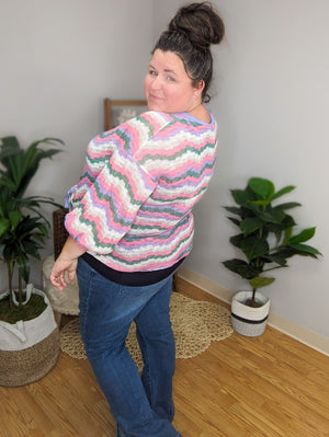 Retro Rainbow Boho Button Up Top