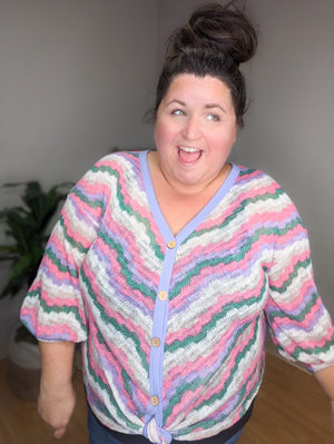 Retro Rainbow Boho Button Up Top