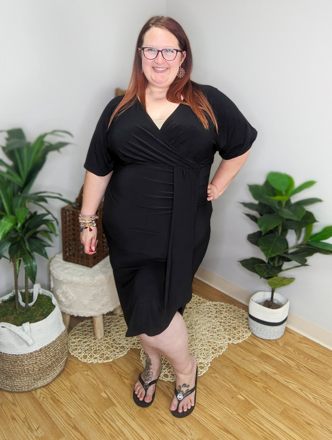 Timeless Flattery Black Draped Dress