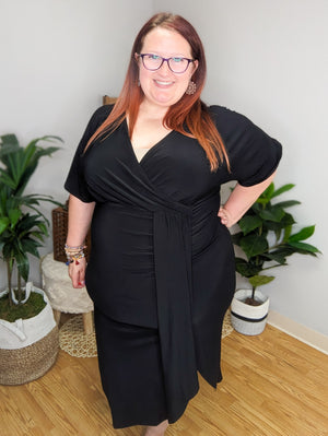 Timeless Flattery Black Draped Dress