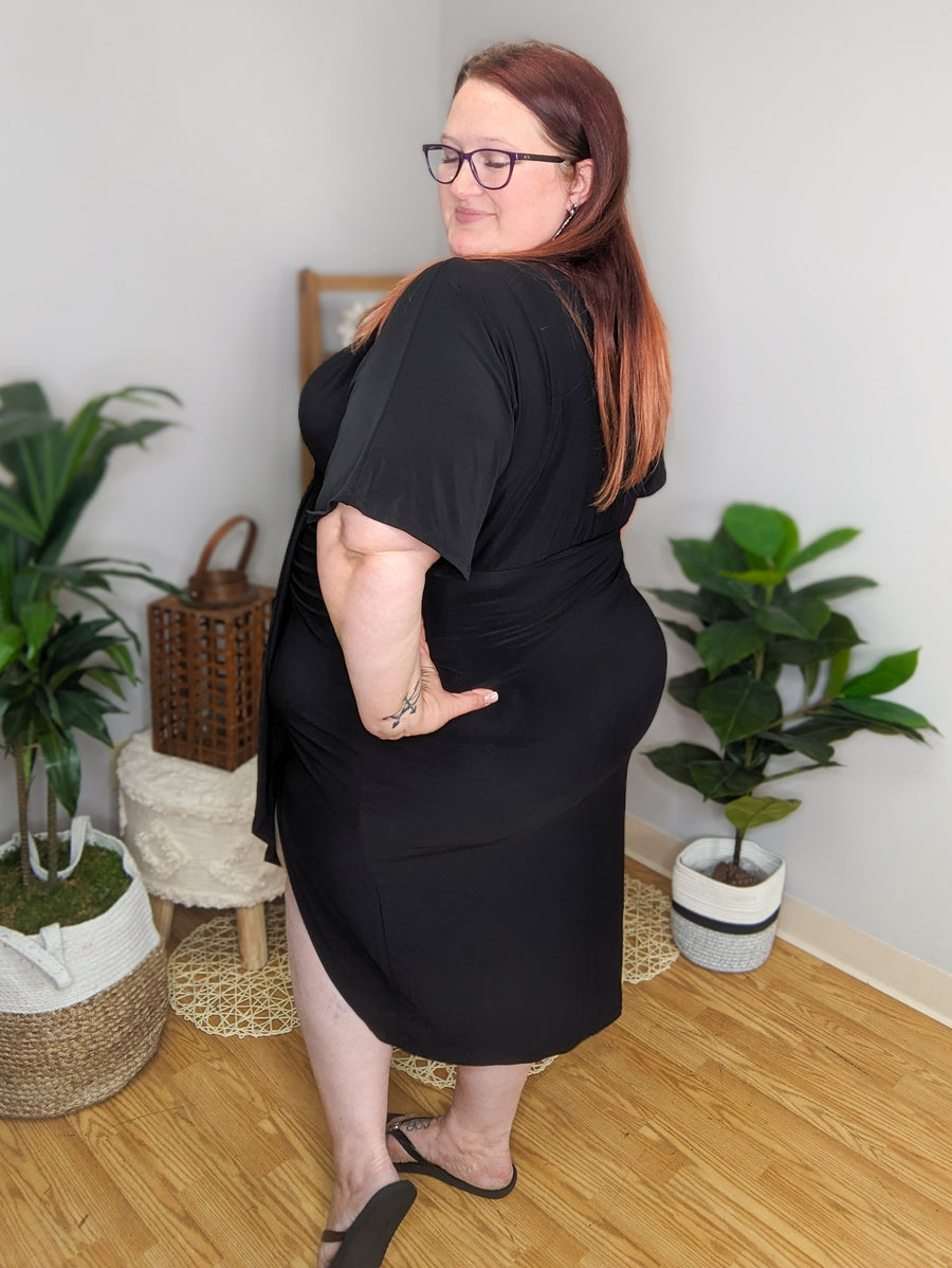 Timeless Flattery Black Draped Dress