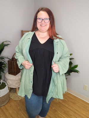 Sunset Silhouette Draped Vneck Top (2 colors)
