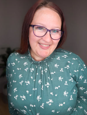 Victoria High Neck Teal Floral Top