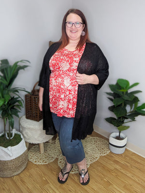 Sheer Stripes MonoChrome Open Kimono