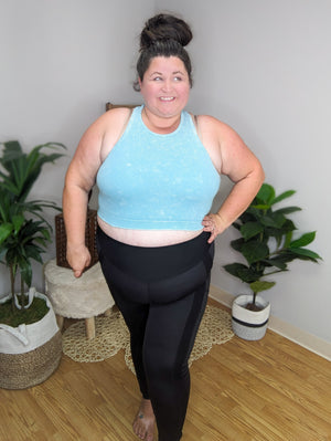 Madeline Mixed Media Black Leggings
