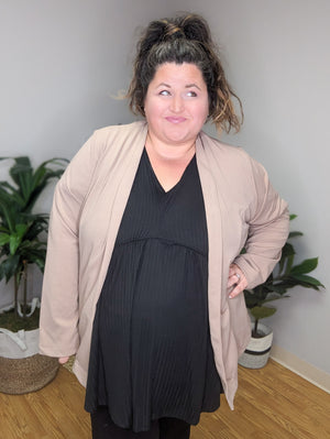 Tawnya Taupe Open Front Blazer w/Stretch
