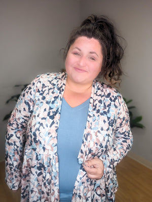 Anthea Abstract Brushstroke Tiered Cardigan