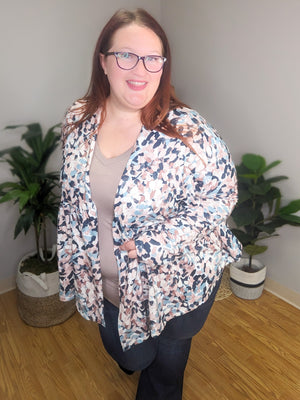 Anthea Abstract Brushstroke Tiered Cardigan