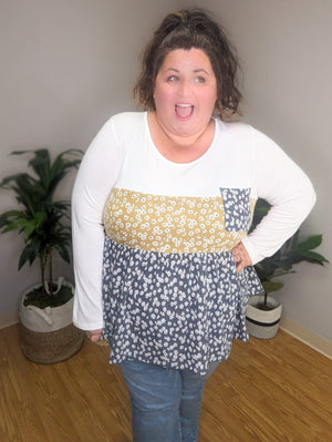Josephine Floral Blocked Shaping Top
