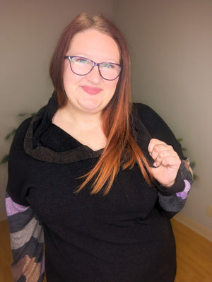 Harmony Herringbone Balloon Sleeve Hoodie