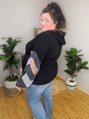 Harmony Herringbone Balloon Sleeve Hoodie
